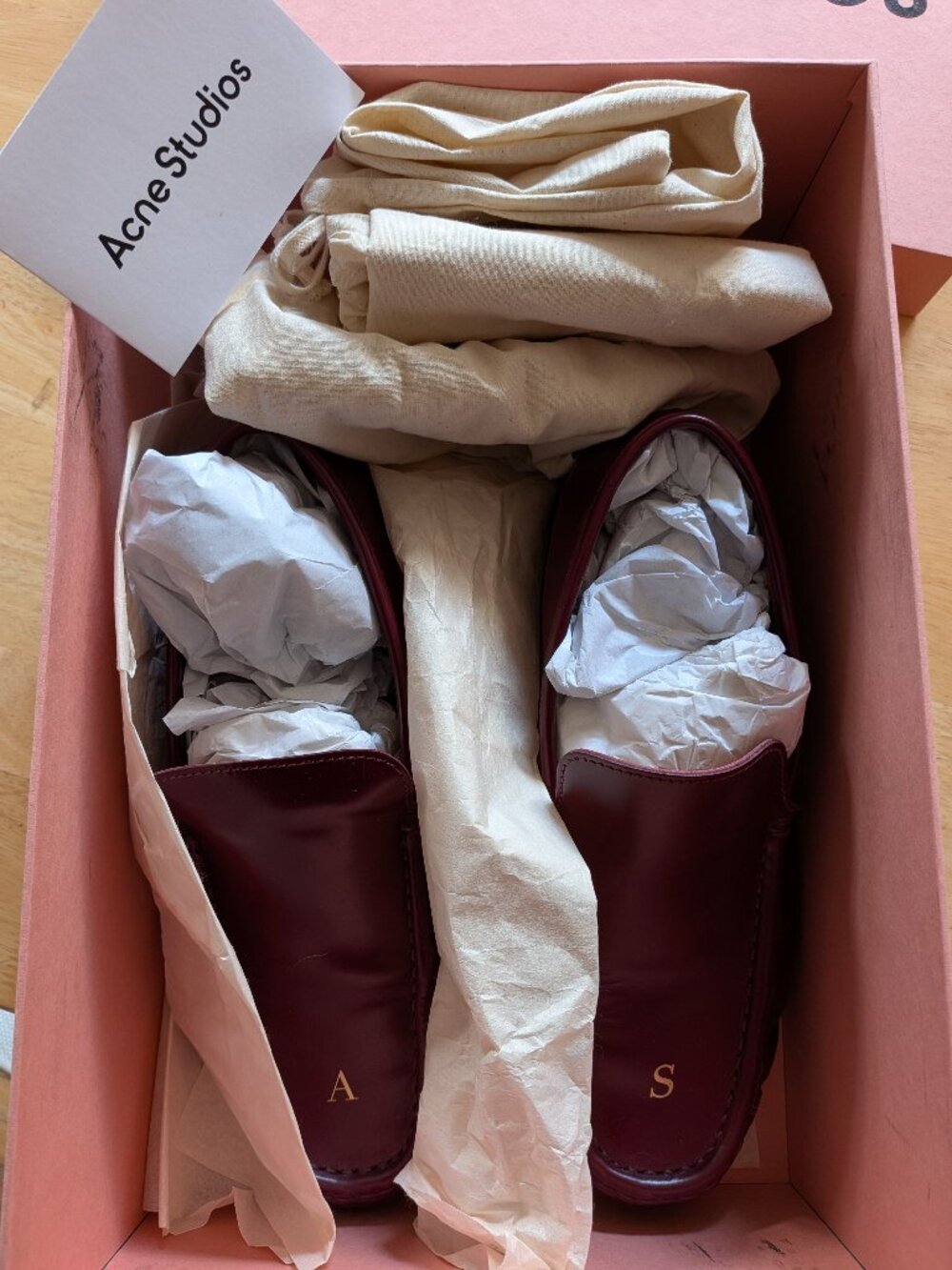 acne maroon/burgundy loafers